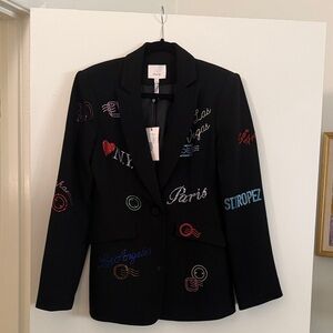 Black Blazer with Rhinestone Detail